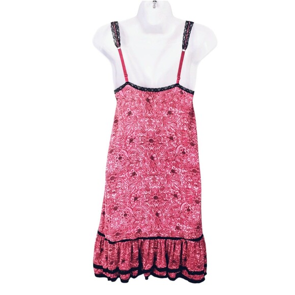 La Lingerie Nightie Women's M Pink Black Floral Lace Ruffle Soft Stretchy Modal - Picture 3 of 11